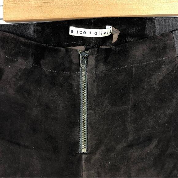 Alice + Olivia Suede Lamb Leather  Brown Skinny Pants 6 - Picture 4 of 16